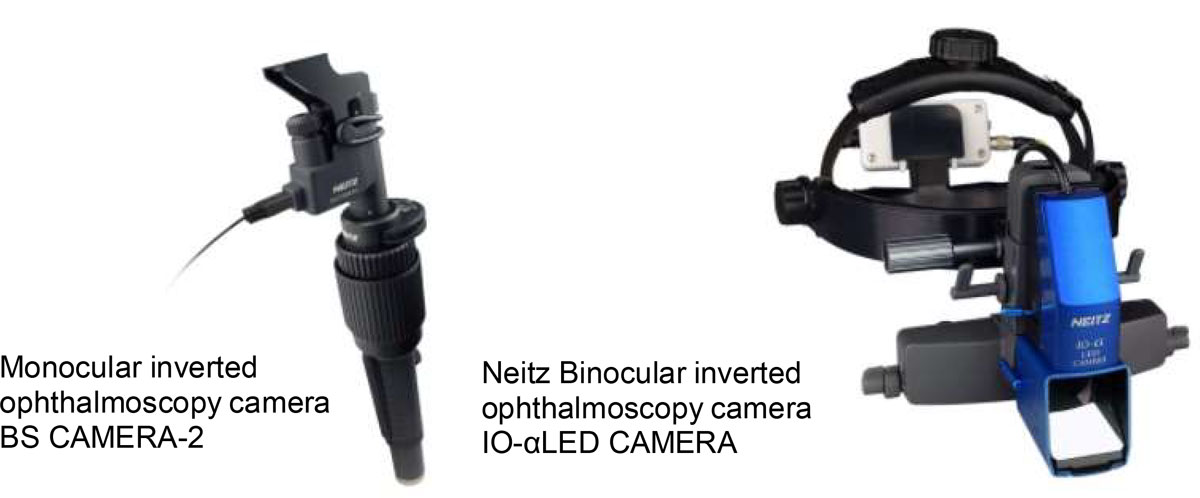 Monocular and binocular inverted ophthalmoscopy cameras for ophthalmology
